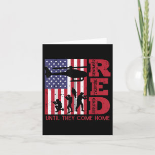 Red Remember Everyone Deployed Flag Helicopter Mem Card