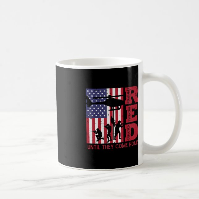 RED Remember Everyone Deployed Flag Helicopter Mem Coffee Mug (Right)