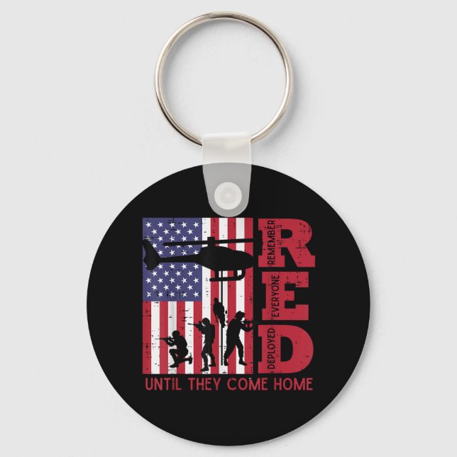 Red Remember Everyone Deployed Flag Helicopter Mem Keychain (Front)