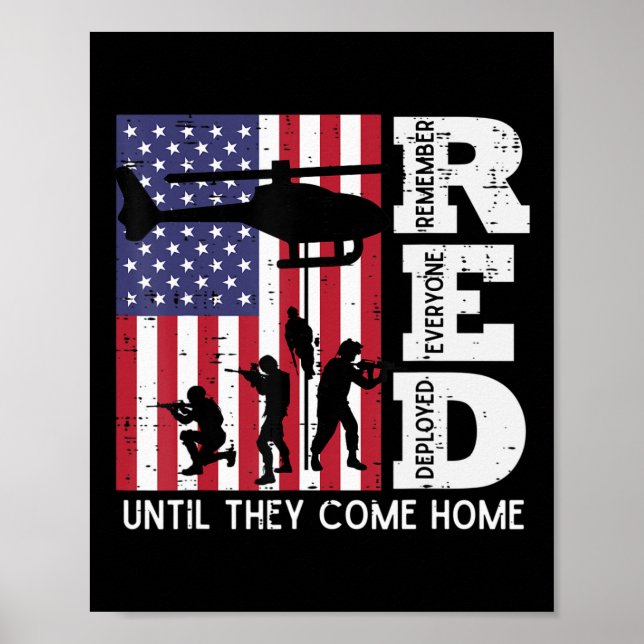 RED Remember Everyone Deployed Flag Helicopter Mem Poster (Front)
