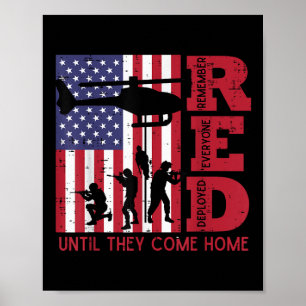 Red Remember Everyone Deployed Flag Helicopter Mem Poster