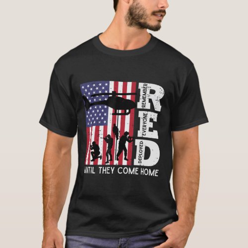 RED Remember Everyone Deployed Flag Helicopter Mem T_Shirt