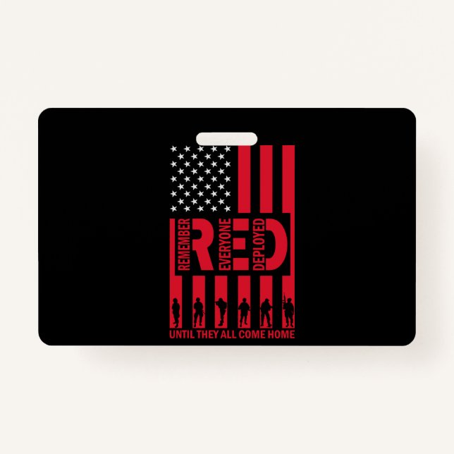 Red Remember Everyone Deployed Until They All Come Badge (Front)
