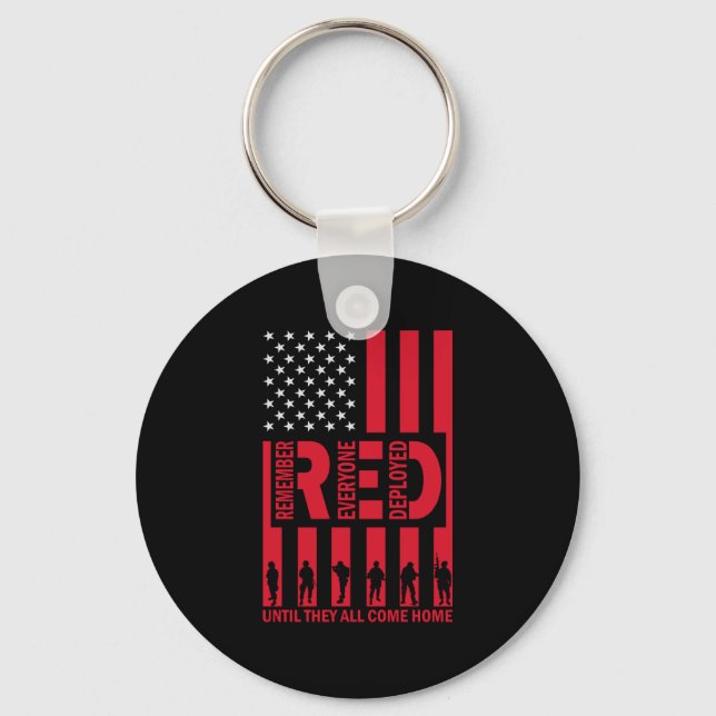 Red Remember Everyone Deployed Until They All Come Keychain (Front)