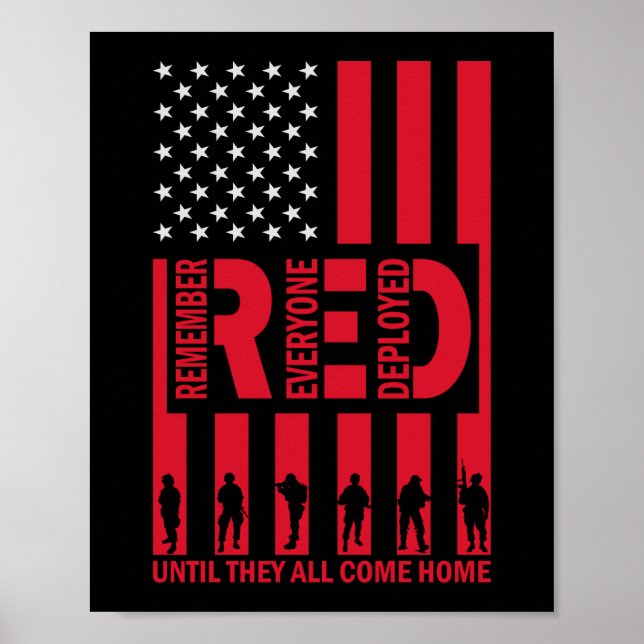 Red Remember Everyone Deployed Until They All Come Poster (Front)
