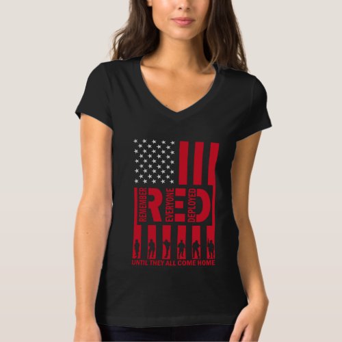 Red Remember Everyone Deployed Until They All Come T_Shirt