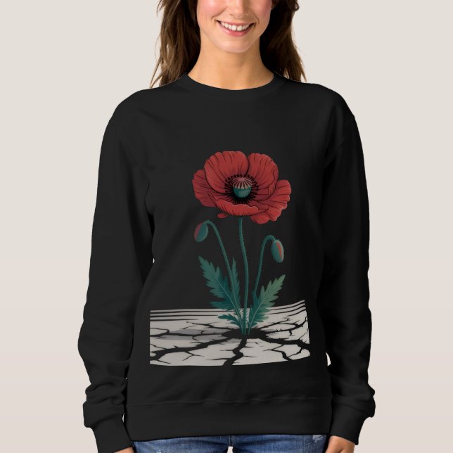 Red Remembrance Poppy Growing T-Shirt Sweatshirt (Front)