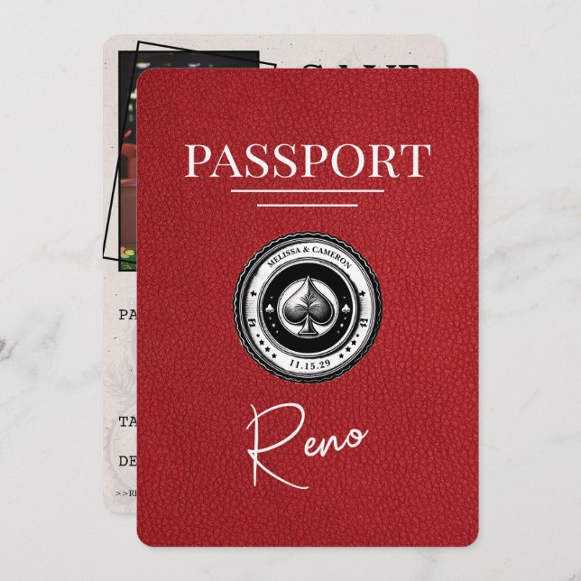 Red Reno Passport Save The Date (Front/Back)