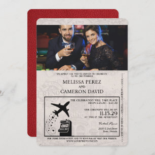 Red Reno Passport Wedding Invitation