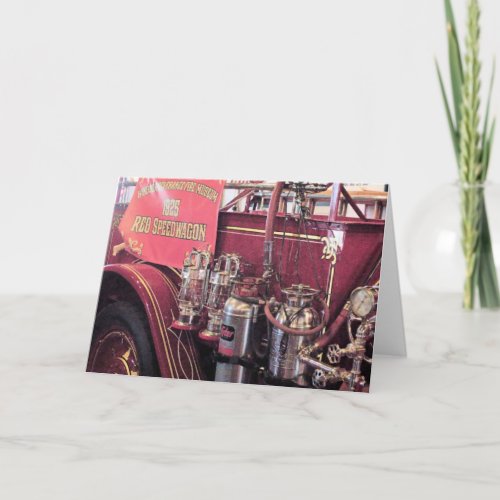 Red REO Speed Wagon Fire Engine   Card