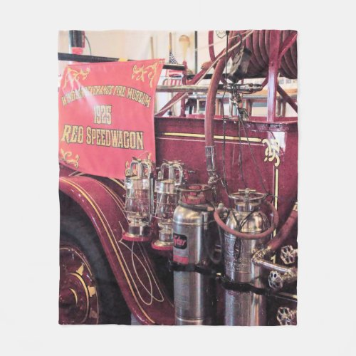 Red REO Speed Wagon Fire Engine   Fleece Blanket