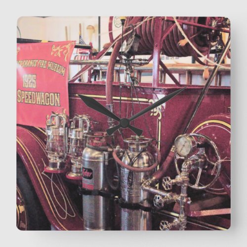 Red REO Speed Wagon Fire Engine   Square Wall Clock