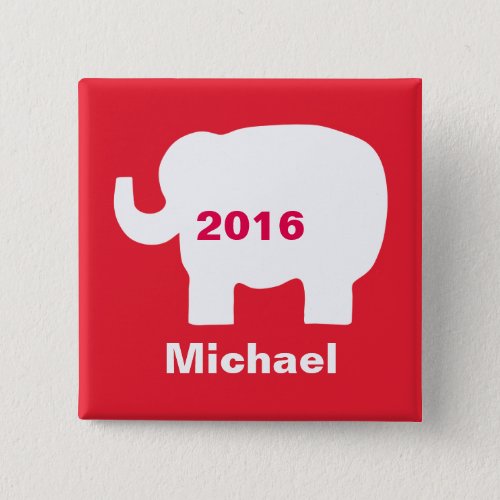 Red Republican Elephant 2016 Election Name Badge Pinback Button