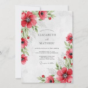 Red Resplendent Botanical Wedding Invitation