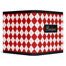 Red Retro Argyle Recipe Binder Scrapbook Gift
