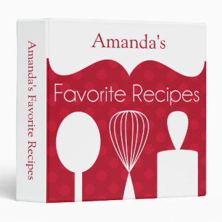 Red Retro Baking Utensils Recipe Binder