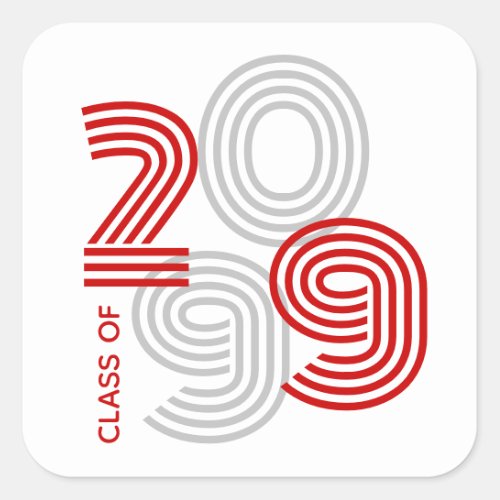 Red Retro Big Numbers Class of Square Sticker