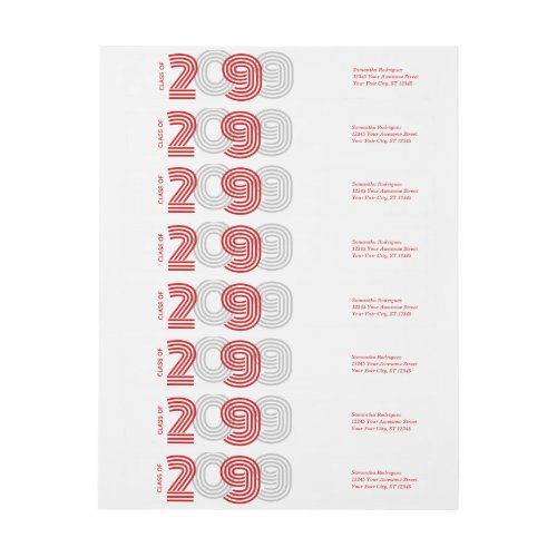 Red Retro Big Numbers Class of Wrap Around Label