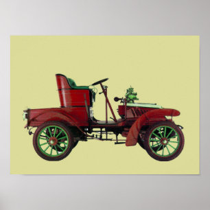RED RETRO CAR / AUTO RESTORATION - AUTOMOTIVE POSTER