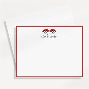 Red Retro Car Nursery Note Card