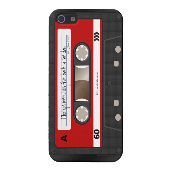 Red Retro Cassette Tape Personalized Case (Back)