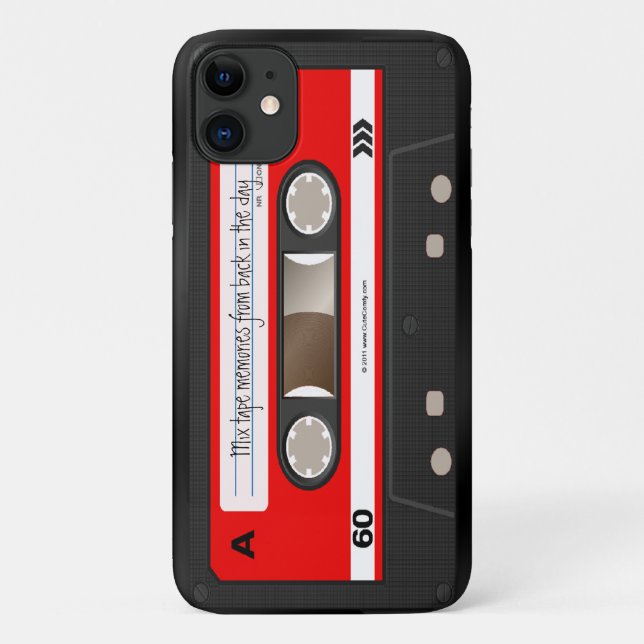 Red Retro Cassette Tape Personalized Case (Back)