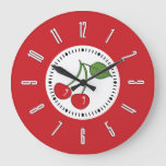 Red Retro Cherry Large Clock