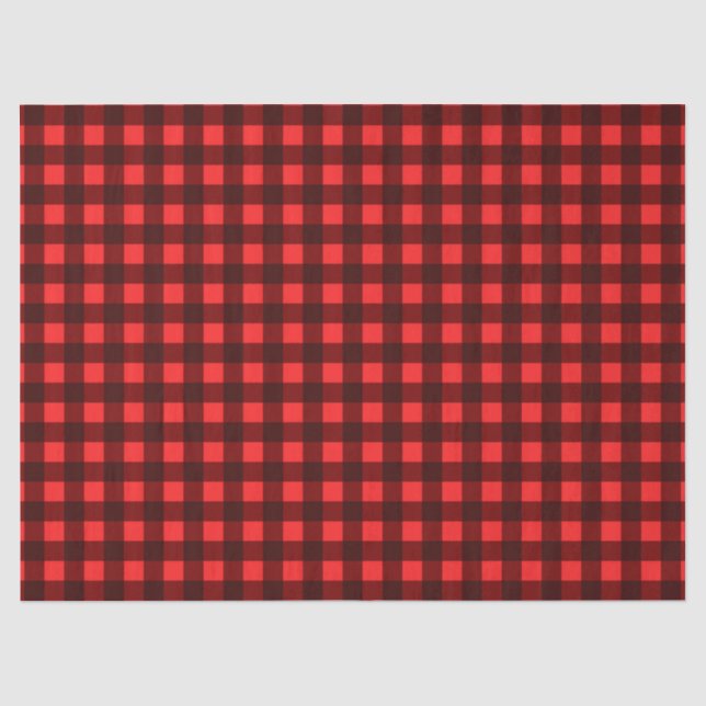 Red Retro Christmas Holiday Tartan Plaid Tissue Paper (Front)