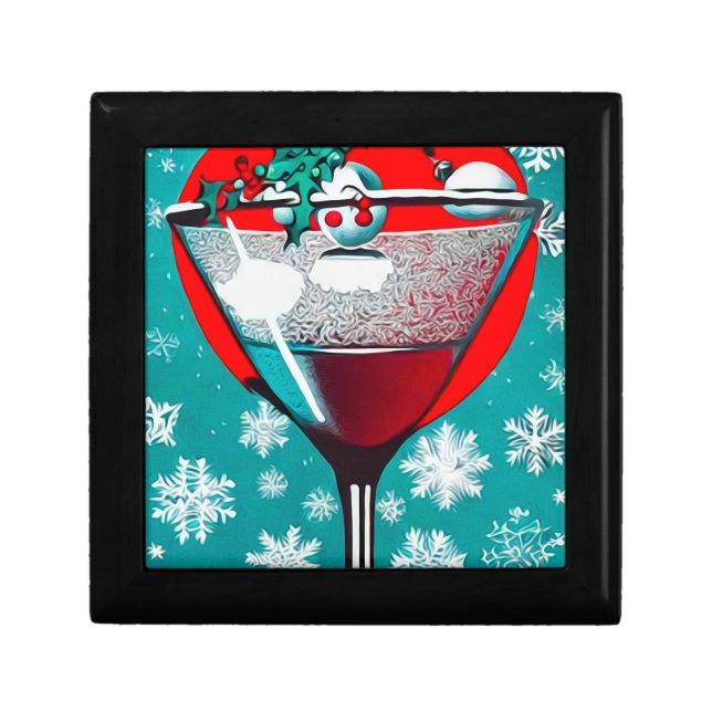 Red Retro Christmas Martini Gift Box (Front)