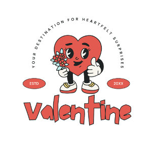 Red Retro Cute Heart Character Valentine day Coffee Mug