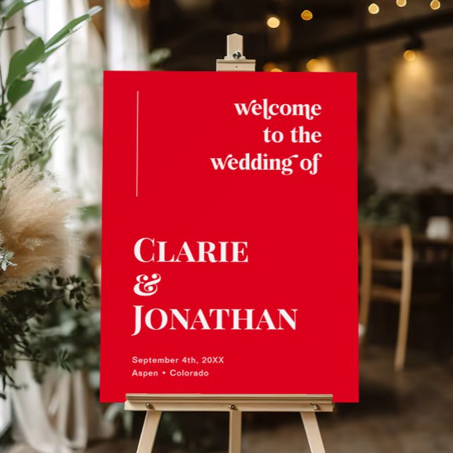 Red Retro Disco Wedding Welcome  Foam Board (Creator Uploaded)