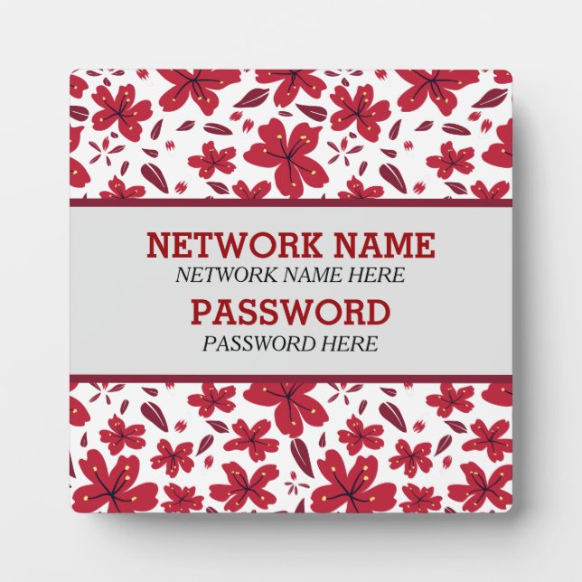 Red retro floral plaque (Front)