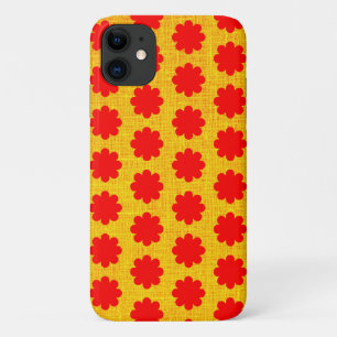 Red Retro Flowers Yellow Gold Art Phone Case