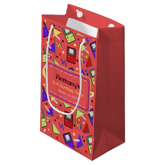 Red Retro Gaming Small Gift Bag (Front Angled)