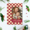 Red Retro Groovy Checkered Happy Holidays Photo