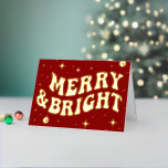 Red Retro Groovy Merry &amp; Bright Christmas Foil Holiday Card
