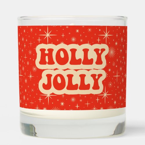 Red Retro Groovy Vintage Christmas Holly Jolly Scented Candle