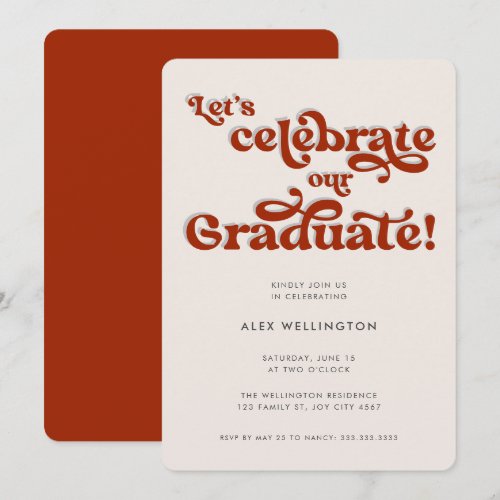 Red Retro Inspired Typography Graduation Party Invitation