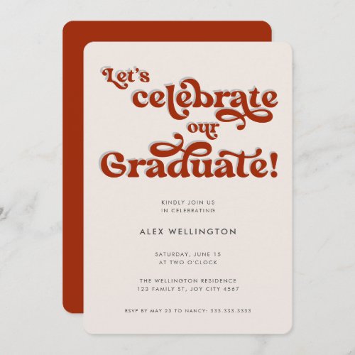 Red Retro Inspired Typography Graduation Party Invitation