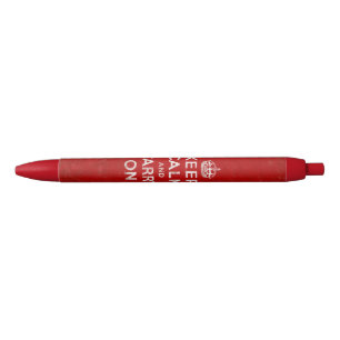 Red Retro Keep Calm and Carry On Pen