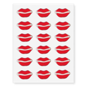 Red Retro Lips Temporary Tattoos