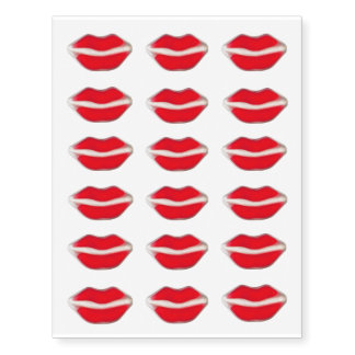 Red Retro Lips Temporary Tattoos