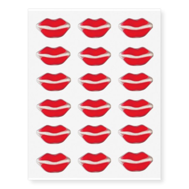 Red Retro Lips Temporary Tattoos (Front)