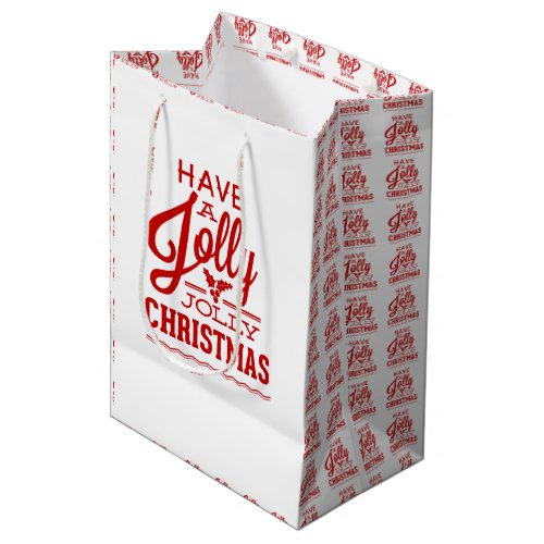 Red Retro Merry Christmas Typographical Design Medium Gift Bag