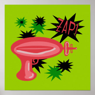 Red Retro Raygun Poster