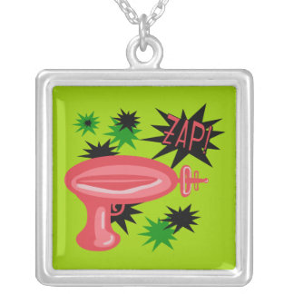 Red Retro Raygun Silver Plated Necklace