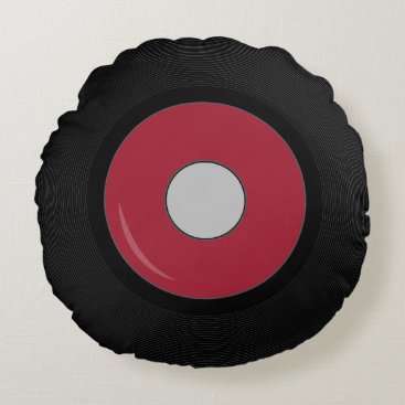 Red Retro Record Disk Round Pillow