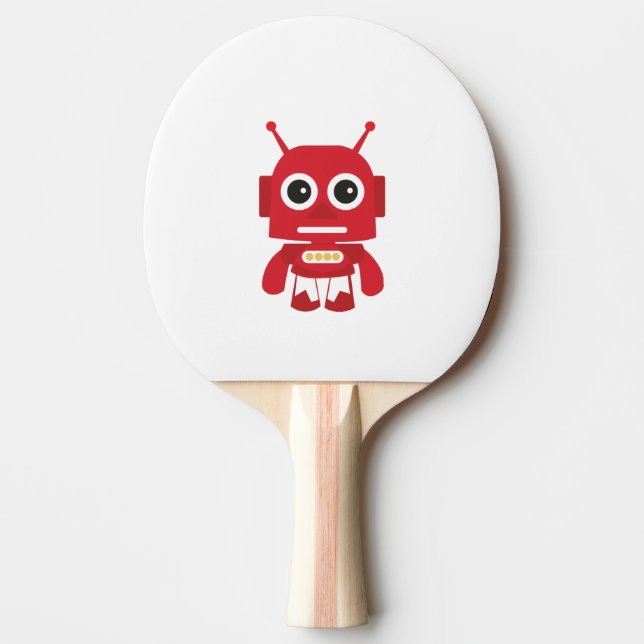 Red Retro Robot Ping-Pong Paddle (Front)
