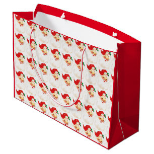 Red Retro Santa Claus Large Gift Bag