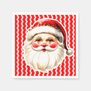 Red Retro Santa Claus Red Ric Rac Christmas Napkins